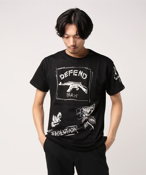 DEFEND PARIS（ディフェンド パリス）の「DEFEND PARIS(ディフェンド パリス)WINS  半袖Tシャツ（Tシャツ/カットソー・メンズ・ホワイト/ブラック・MEDIUM/SMALL/LARGE/XX-LARGE）」の2枚目の写真