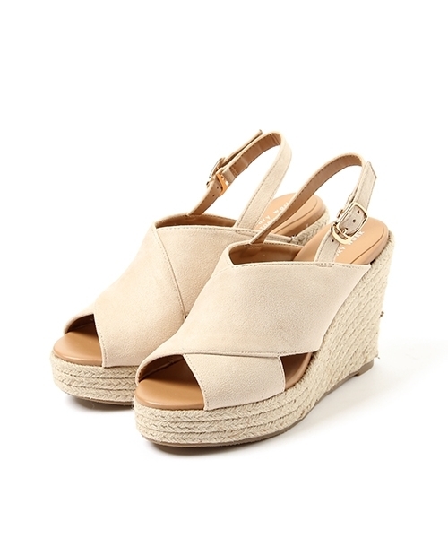 laboratory work（ラボラトリーワーク）の「クロスウェッジサンダル（サンダル・レディース・ブラック/ベージュ・SMALL/MEDIUM/LARGE）」の2枚目の写真