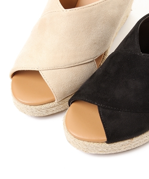 laboratory work（ラボラトリーワーク）の「クロスウェッジサンダル（サンダル・レディース・ブラック/ベージュ・SMALL/MEDIUM/LARGE）」の5枚目の写真