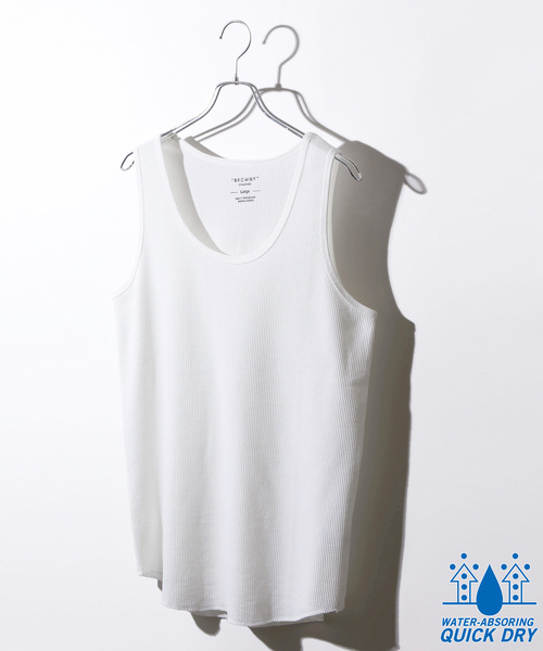 WEGO（ウィゴー）の「WEGO/吸水速乾ワッフルロングタンクトップ（タンクトップ・メンズ・ホワイト/ブラック系その他5・SMALL/MEDIUM/LARGE）」の2枚目の写真