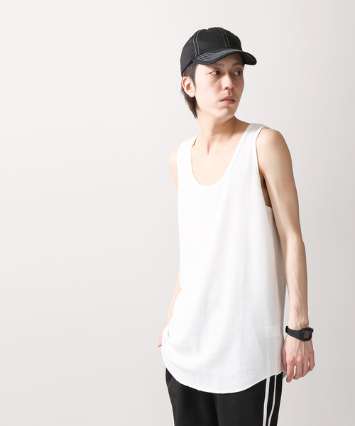 WEGO（ウィゴー）の「WEGO/吸水速乾ワッフルロングタンクトップ（タンクトップ・メンズ・ホワイト/ブラック系その他5・SMALL/MEDIUM/LARGE）」の7枚目の写真