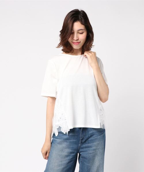 LBC(エルビーシー)の「脇チュールレースプルオーバー(Tシャツ/カットソー・レディース・ホワイト/ブラック・M/L)」の5枚目の写真