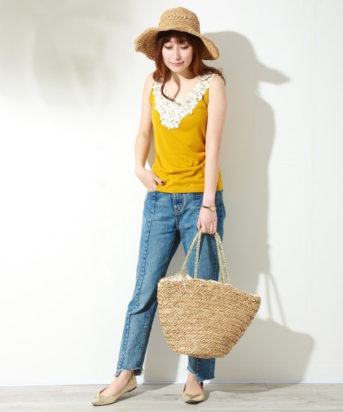 n'ee-ne（ネーネ）の「フラワーレースキャミソール（キャミソール・レディース・ブラック/キナリ/ネイビー/マスタード・M/LL/L）」の15枚目の写真