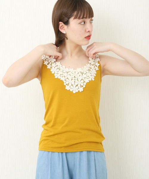 n'ee-ne（ネーネ）の「フラワーレースキャミソール（キャミソール・レディース・ブラック/キナリ/ネイビー/マスタード・M/LL/L）」の17枚目の写真