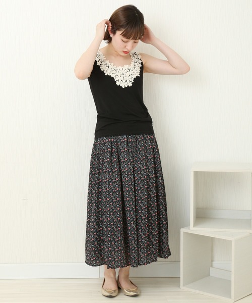 n'ee-ne（ネーネ）の「フラワーレースキャミソール（キャミソール・レディース・ブラック/キナリ/ネイビー/マスタード・M/LL/L）」の19枚目の写真