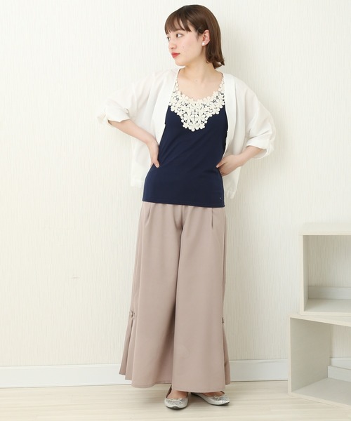 n'ee-ne（ネーネ）の「フラワーレースキャミソール（キャミソール・レディース・ブラック/キナリ/ネイビー/マスタード・M/LL/L）」の12枚目の写真