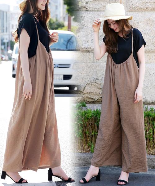 Doula Doula（ドゥーラドゥーラ）の「ヴィンテージクロスキャミサロペット（サロペット/オーバーオール・レディース・ブラック/キャメル/カーキ・FREE）」の3枚目の写真