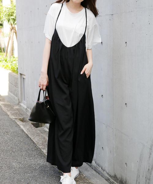 Doula Doula（ドゥーラドゥーラ）の「ヴィンテージクロスキャミサロペット（サロペット/オーバーオール・レディース・ブラック/キャメル/カーキ・FREE）」の2枚目の写真