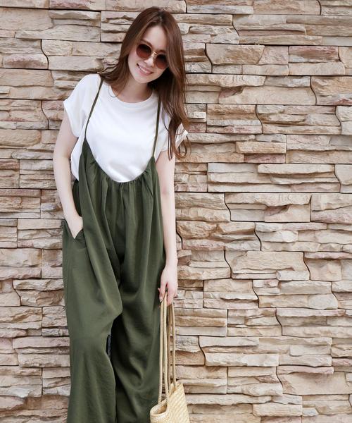 Doula Doula（ドゥーラドゥーラ）の「ヴィンテージクロスキャミサロペット（サロペット/オーバーオール・レディース・ブラック/キャメル/カーキ・FREE）」の12枚目の写真