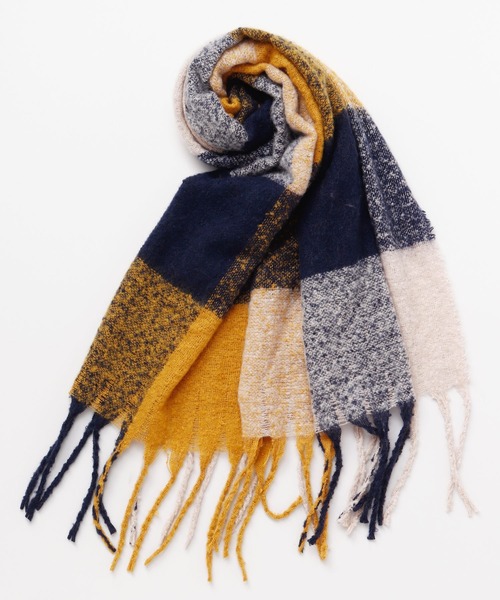 チャイハネ（チャイハネ）の「【チャイハネ】とろける肌ざわり チェック柄大判ショール（マフラー・レディース・グレー/レッド/イエロー/ブラック/オレンジ/グリーン/ベージュ/ホワイト/ダークブラウン/ブルー系その他/ターコイズブルー・FREE）」の9枚目の写真