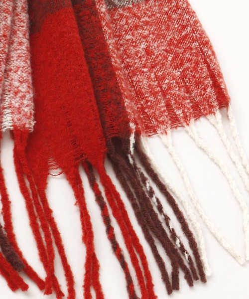 チャイハネ（チャイハネ）の「【チャイハネ】とろける肌ざわり チェック柄大判ショール（マフラー・レディース・グレー/レッド/イエロー/ブラック/オレンジ/グリーン/ベージュ/ホワイト/ダークブラウン/ブルー系その他/ターコイズブルー・FREE）」の21枚目の写真