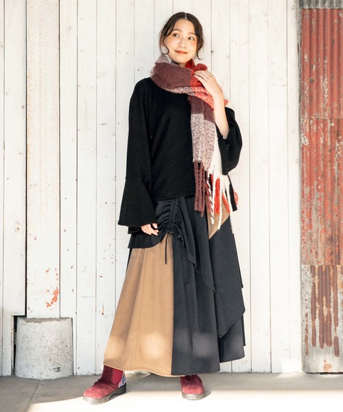 チャイハネ（チャイハネ）の「【チャイハネ】とろける肌ざわり チェック柄大判ショール（マフラー・レディース・グレー/レッド/イエロー/ブラック/オレンジ/グリーン/ベージュ/ホワイト/ダークブラウン/ブルー系その他/ターコイズブルー・FREE）」の18枚目の写真