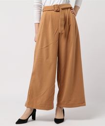 ベルト付ウール風ワイドパンツ