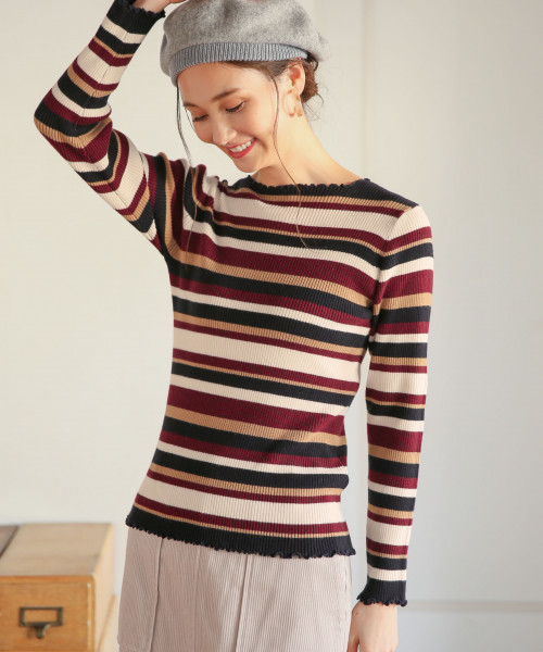 GLOBAL WORK（グローバルワーク）の「メロークルーネックプルオーバー長袖/804787（ニット/セーター・レディース・ホワイト/ブラック/ネイビー/レッド/パープル系その他5・MEDIUM/LARGE）」の5枚目の写真