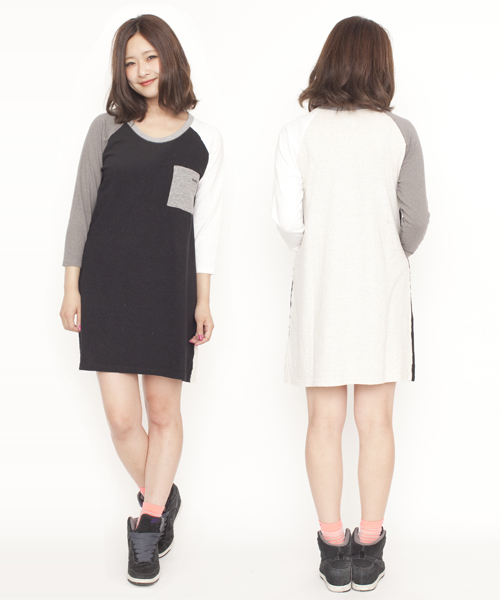 X-girl（エックスガール）の「CRAZY COLOR B/B TEE DRESS（ワンピース・レディース・ホワイト/ブラック/アッシュグレー・1/2）」の2枚目の写真