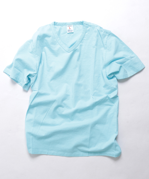 Denime（ドゥニーム）の「【MadeInJapan】BASIC CUTSEW/ベーシックカットソーVネックT（Tシャツ/カットソー・メンズ・オレンジ/ホワイト/ブラック/オリーブ/グレー/イエロー/サックスブルー/グリーン/杢グレー/ネイビー/カーキ/ライトブラウン・SMALL/MEDIUM/LARGE/X-SMALL/X-LARGE）」の10枚目の写真