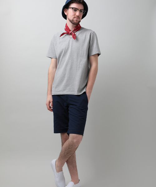 Denime（ドゥニーム）の「【MadeInJapan】BASIC CUTSEW/ベーシックカットソーVネックT（Tシャツ/カットソー・メンズ・オレンジ/ホワイト/ブラック/オリーブ/グレー/イエロー/サックスブルー/グリーン/杢グレー/ネイビー/カーキ/ライトブラウン・SMALL/MEDIUM/LARGE/X-SMALL/X-LARGE）」の20枚目の写真