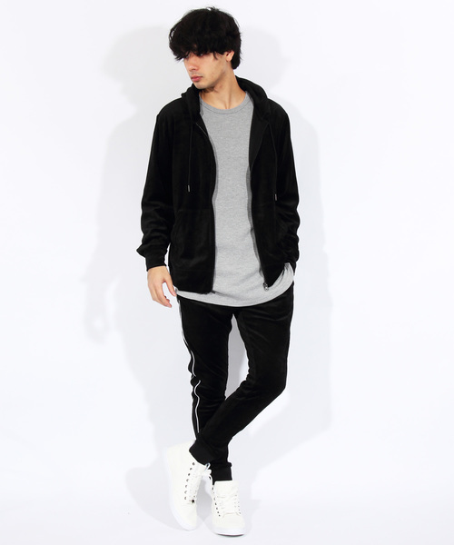 ８(eight)（エイト）の「ベロアパーカー ジップパーカー（パーカー・メンズ・ブラック/ベージュ/ネイビー/グリーン/ワイン・MEDIUM/LARGE/X-LARGE）」の15枚目の写真