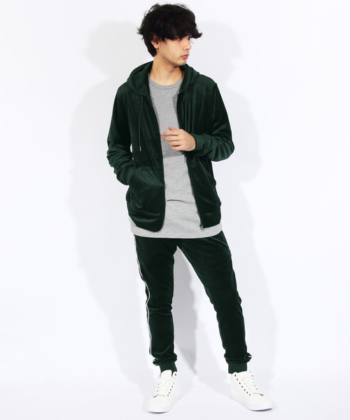 ８(eight)（エイト）の「ベロアパーカー ジップパーカー（パーカー・メンズ・ブラック/ベージュ/ネイビー/グリーン/ワイン・MEDIUM/LARGE/X-LARGE）」の19枚目の写真