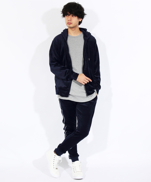 ８(eight)（エイト）の「ベロアパーカー ジップパーカー（パーカー・メンズ・ブラック/ベージュ/ネイビー/グリーン/ワイン・MEDIUM/LARGE/X-LARGE）」の22枚目の写真