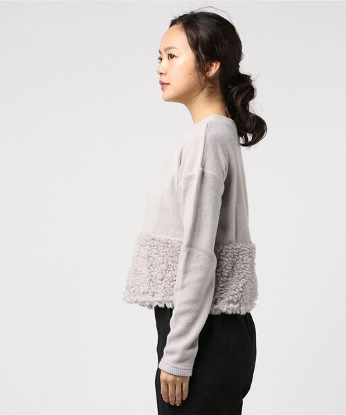 STYLEBLOCK（スタイルブロック）の「フェイクファー袖切替長袖プルオーバー（ニット/セーター・レディース・グレー/キャメル/アイボリー/ブラック・FREE）」の5枚目の写真