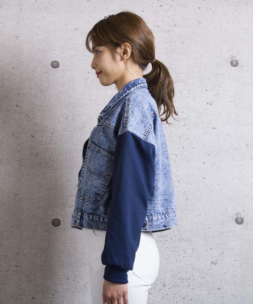 LUGG NAGG(ラグナグ)の「【Jewelobe/ ジュエローブ】 袖裏毛デニムジャケット(デニムジャケット・レディース・ネイビー/グレー・FREE)」の9枚目の写真