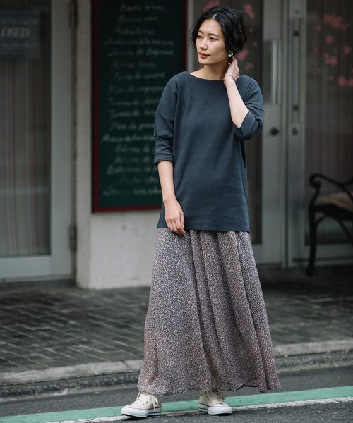 And John Wad オードリーアンドジョンワッド のファッション セール Audrey スカート 小花柄シフォンロングフレアシアースカート スカート Audrey