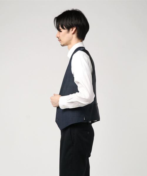 SHIPS(シップス)の「SD: 【LORO PIANA社製MOVING生地】グレンチェック ベスト(ネイビー)(ベスト・メンズ・ネイビー・SMALL/MEDIUM/LARGE/X-LARGE)」の2枚目の写真