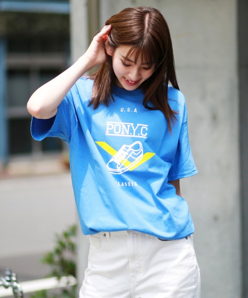 PONY(ポニー)の「PONY 半袖Tシャツ(Tシャツ/カットソー・メンズ・ホワイト系その他4/イエロー系その他2/ブラック×ホワイト/ブラック系その他/ホワイト/ブラック系その他4/ピンク/ホワイト系その他3/ホワイト×ブラック/ブラック/スカイブルー/ライム/ブラック×イエロー/ホワイト×レッド/レッド/ブラック系その他2/カーキ/イエロー/ミント/ゴールド/サックスブルー/ブラック系その他3/イエロー系その他/ブラック×レッド/パープル/グリーン/パープル系その他/グレー/ブルー系その他/グリーン系その他/ホワイト系その他/ホワイト×イエロー・XL/L/M/S)」の22枚目の写真