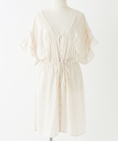 one after another NICE CLAUP（ワンアフターアナザーナイスクラップ）の「レースｖｉｎｔａｇｅチュニック（ワンピース・レディース・カーキ/ピンク/アイボリー・FREE）」の18枚目の写真