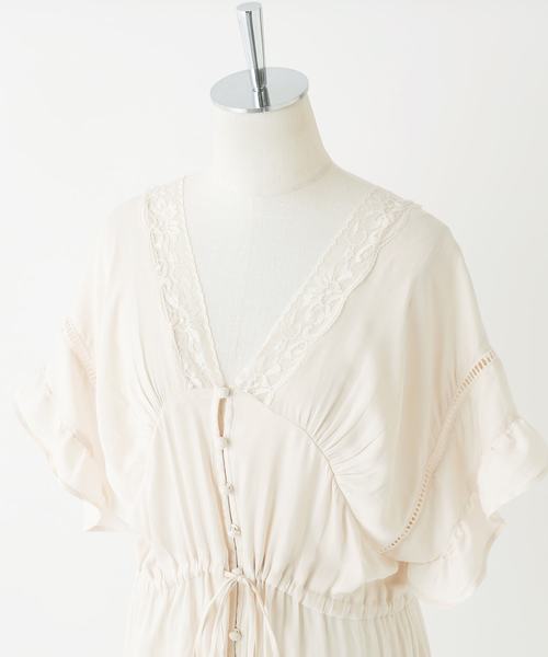 one after another NICE CLAUP（ワンアフターアナザーナイスクラップ）の「レースｖｉｎｔａｇｅチュニック（ワンピース・レディース・カーキ/ピンク/アイボリー・FREE）」の12枚目の写真