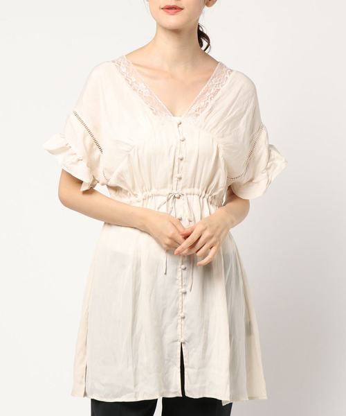 one after another NICE CLAUP（ワンアフターアナザーナイスクラップ）の「レースｖｉｎｔａｇｅチュニック（ワンピース・レディース・カーキ/ピンク/アイボリー・FREE）」の14枚目の写真