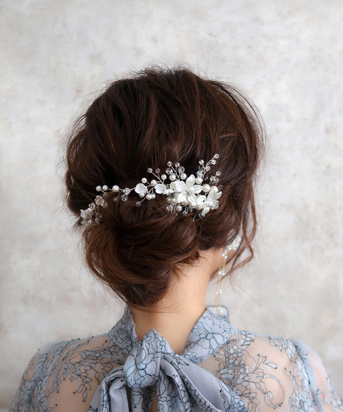 Cupid Heart(キューピッドハート)の「【Cupid Heart】結婚式ヘアーアクセ リブロン ヘッドドレス(バレッタ/ヘアクリップ・レディース・シルバー・MEDIUM)」の5枚目の写真