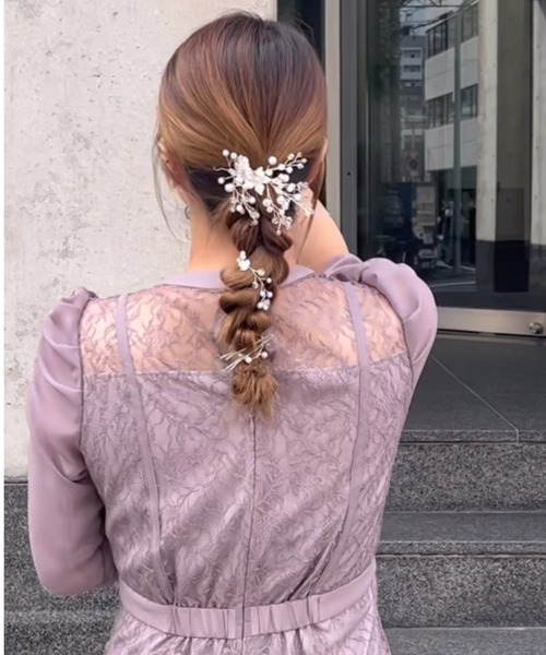 Cupid Heart(キューピッドハート)の「【Cupid Heart】結婚式ヘアーアクセ リブロン ヘッドドレス(バレッタ/ヘアクリップ・レディース・シルバー・MEDIUM)」の8枚目の写真