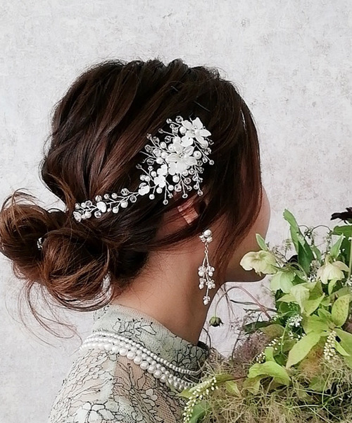 Cupid Heart(キューピッドハート)の「【Cupid Heart】結婚式ヘアーアクセ リブロン ヘッドドレス(バレッタ/ヘアクリップ・レディース・シルバー・MEDIUM)」の9枚目の写真