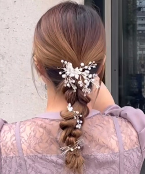 Cupid Heart(キューピッドハート)の「【Cupid Heart】結婚式ヘアーアクセ リブロン ヘッドドレス(バレッタ/ヘアクリップ・レディース・シルバー・MEDIUM)」の10枚目の写真