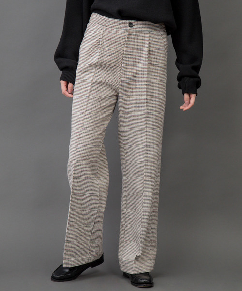 Munich(ミューニック)の「コットンシェニールチェックワイドパンツ(その他パンツ・レディース・ブラック/ネイビー/アイボリー・S/M/XS)」の2枚目の写真