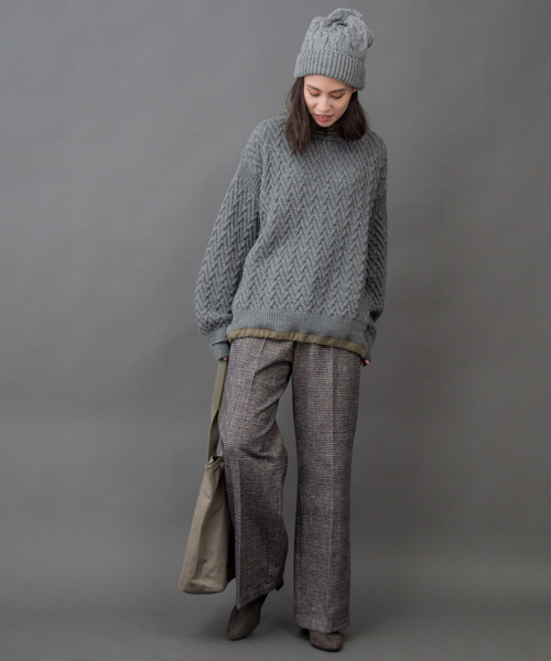 Munich(ミューニック)の「コットンシェニールチェックワイドパンツ(その他パンツ・レディース・ブラック/ネイビー/アイボリー・S/M/XS)」の12枚目の写真