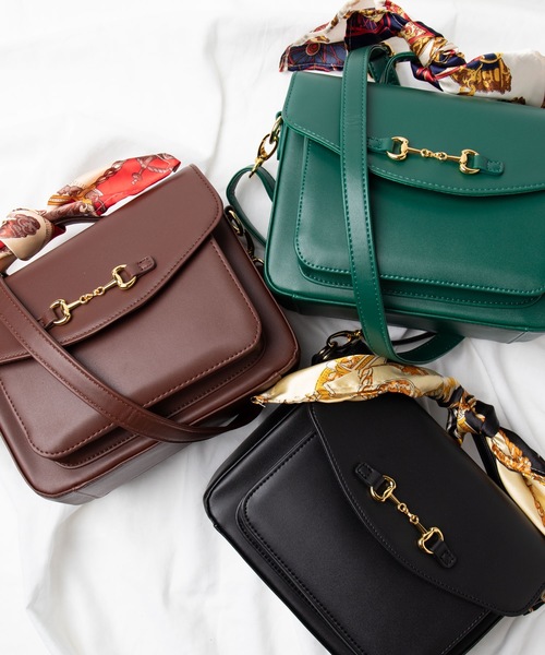 WEGO（ウィゴー）の「WEGO/【2点セット】スカーフ付きビットショルダーバッグ（ショルダーバッグ・レディース・ブラック/ダークブラウン/グリーン・FREE）」の20枚目の写真