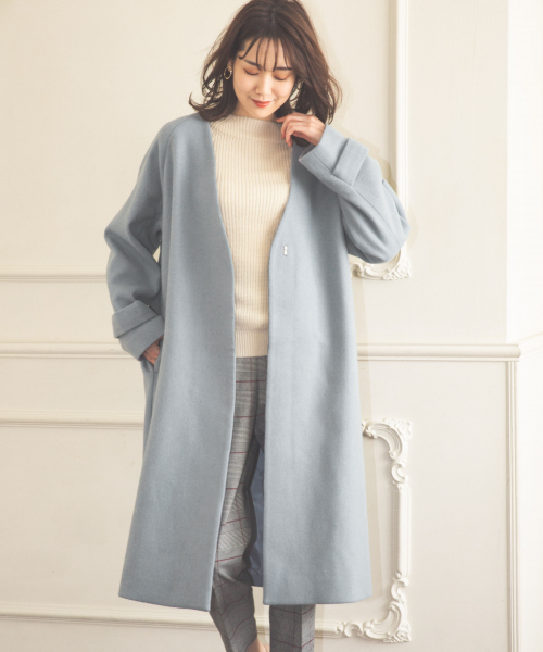 GLOBAL WORK（グローバルワーク）の「エアかるウールボリュームコート/834484（その他アウター・レディース・ブラック/ベージュ/ブルー/ピンク・FREE）」の3枚目の写真