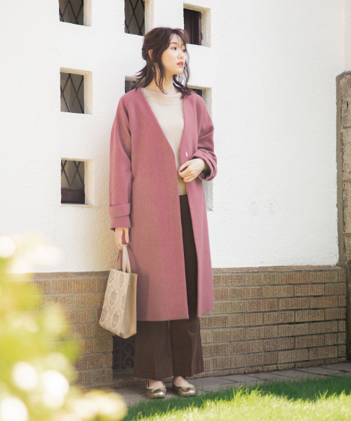 GLOBAL WORK（グローバルワーク）の「エアかるウールボリュームコート/834484（その他アウター・レディース・ブラック/ベージュ/ブルー/ピンク・FREE）」の8枚目の写真