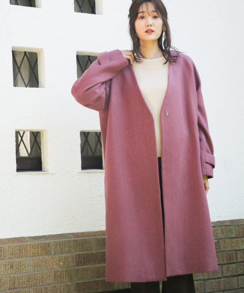 GLOBAL WORK（グローバルワーク）の「エアかるウールボリュームコート/834484（その他アウター・レディース・ブラック/ベージュ/ブルー/ピンク・FREE）」の6枚目の写真