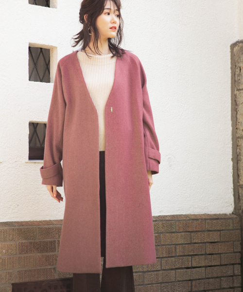 GLOBAL WORK（グローバルワーク）の「エアかるウールボリュームコート/834484（その他アウター・レディース・ブラック/ベージュ/ブルー/ピンク・FREE）」の9枚目の写真