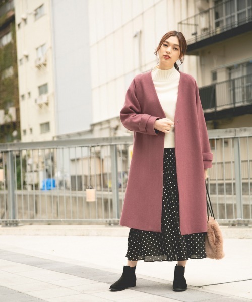GLOBAL WORK（グローバルワーク）の「エアかるウールボリュームコート/834484（その他アウター・レディース・ブラック/ベージュ/ブルー/ピンク・FREE）」の10枚目の写真