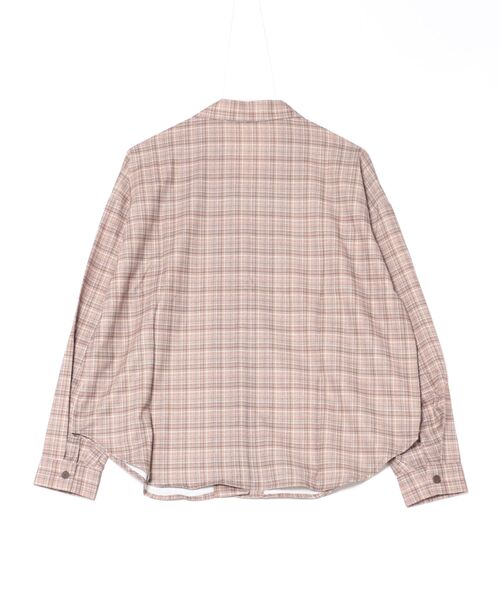 STYLEBLOCK（スタイルブロック）の「チェックプリントオープンカラー開襟チェックシャツ（シャツ/ブラウス・レディース・ベージュ/ブラウン/グレー・M）」の4枚目の写真