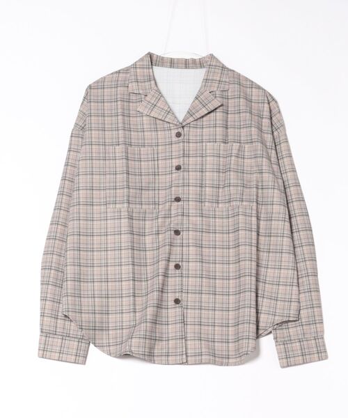 STYLEBLOCK（スタイルブロック）の「チェックプリントオープンカラー開襟チェックシャツ（シャツ/ブラウス・レディース・ベージュ/ブラウン/グレー・M）」の8枚目の写真