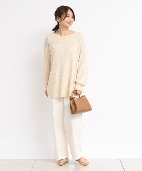 DouDou（ドゥドゥ）の「ボートリブプルオーバー（ニット/セーター・レディース・ホワイト/ベージュ/ブラウン・FREE）」の4枚目の写真