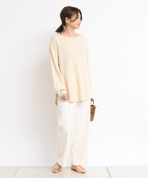 DouDou（ドゥドゥ）の「ボートリブプルオーバー（ニット/セーター・レディース・ホワイト/ベージュ/ブラウン・FREE）」の5枚目の写真