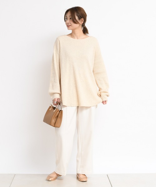 DouDou（ドゥドゥ）の「ボートリブプルオーバー（ニット/セーター・レディース・ホワイト/ベージュ/ブラウン・FREE）」の8枚目の写真