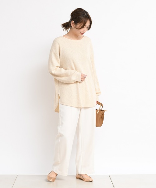 DouDou（ドゥドゥ）の「ボートリブプルオーバー（ニット/セーター・レディース・ホワイト/ベージュ/ブラウン・FREE）」の12枚目の写真